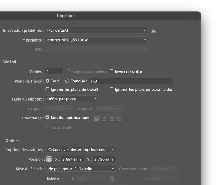Paramètre d'impression - Graphiste freelance